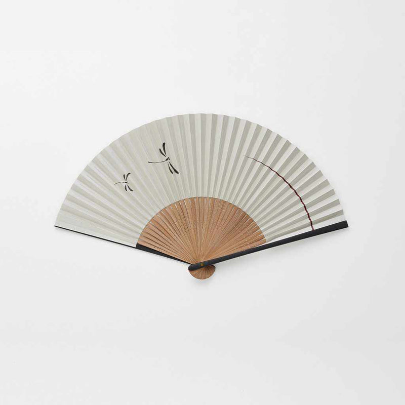 MEN'S PAPER FAN PARENT AND CHILD DRAGONFLY LIGHT GRAY [HAND FAN]