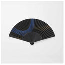 MEN'S PAPER FAN BRUSH PULLING NAVY BLUE GOLD [HAND FAN]