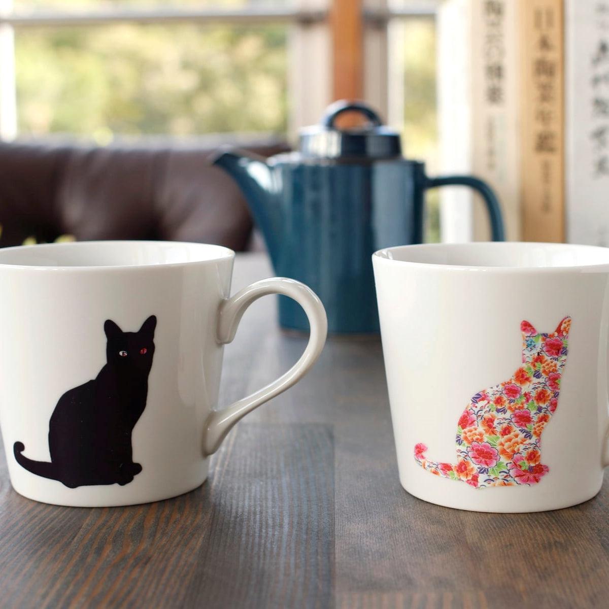 丸モ高木 温感マグ 座り猫 白【美濃焼】 ｜ARTISAN