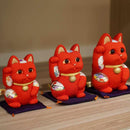 MANEKI NEKO, FENG SHUI (RED) LIFE FORCE NO ILLNESS, Beckoning Lucky Cat, Edo Art Dolls