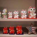 MANEKI NEKO, FENG SHUI (RED) LIFE FORCE NO ILLNESS, Beckoning Lucky Cat, Edo Art Dolls