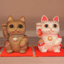 MANEKI NEKO (EXTRA LARGE) PURE SILK, Beckoning Lucky Cat, Edo Art Dolls