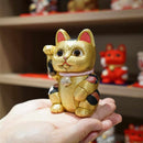 MANEKI NEKO, FENG SHUI (GOLD) FORTUNE, Beckoning Lucky Cat, Edo Art Dolls