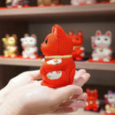 MANEKI NEKO, FENG SHUI (RED) LIFE FORCE NO ILLNESS, Beckoning Lucky Cat, Edo Art Dolls