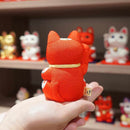 MANEKI NEKO, FENG SHUI (RED) LIFE FORCE NO ILLNESS, Beckoning Lucky Cat, Edo Art Dolls