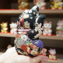 MANEKI NEKO (EXTRA LARGE) YUZEN BLACK, Beckoning Lucky Cat, Edo Art Dolls