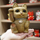 MANEKI NEKO (EXTRA LARGE) PURE SILK, Beckoning Lucky Cat, Edo Art Dolls