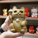 MANEKI NEKO (EXTRA LARGE) PURE SILK, Beckoning Lucky Cat, Edo Art Dolls