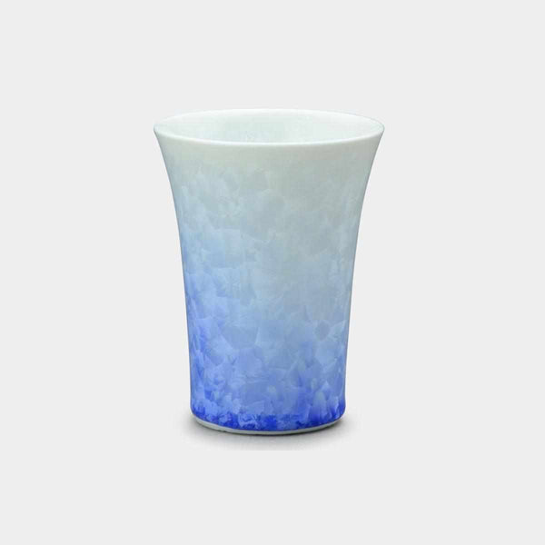 FLOWER CRYSTAL (BLUE ON WHITE) FREE CUP, Kyo Ware, Kiyomizu Ware