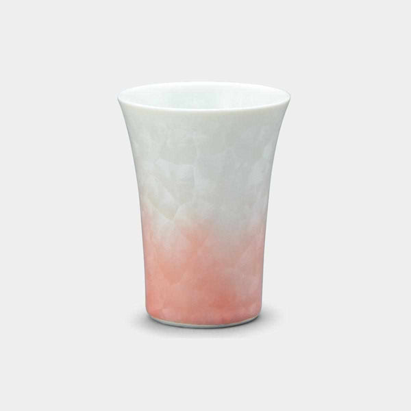 FLOWER CRYSTAL (RED ON A WHITE BACKGROUND) FREE CUP, Kyo Ware, Kiyomizu Ware