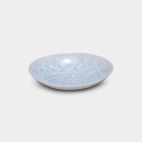 陶葊 花結晶 (白) 楕円鉢【京焼-清水焼】