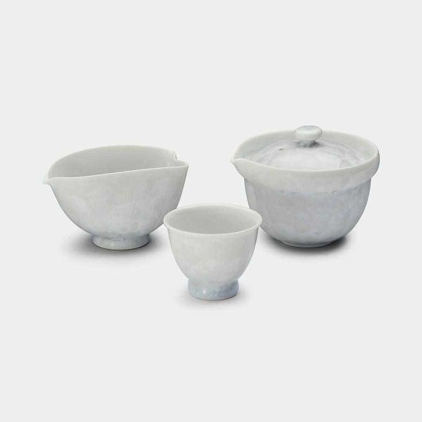 FLOWER CRYSTAL (WHITE) SMALL TEA SET (7 PIECE SET), Japanese Tea Cup, Kyoto Ware, Kiyomizu Ware