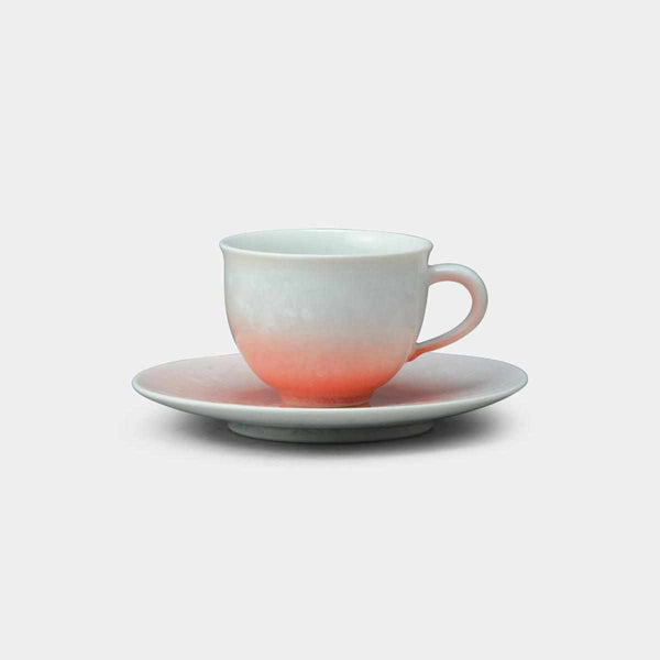 陶葊 花結晶 (白地赤) コーヒーカップ【京焼-清水焼】