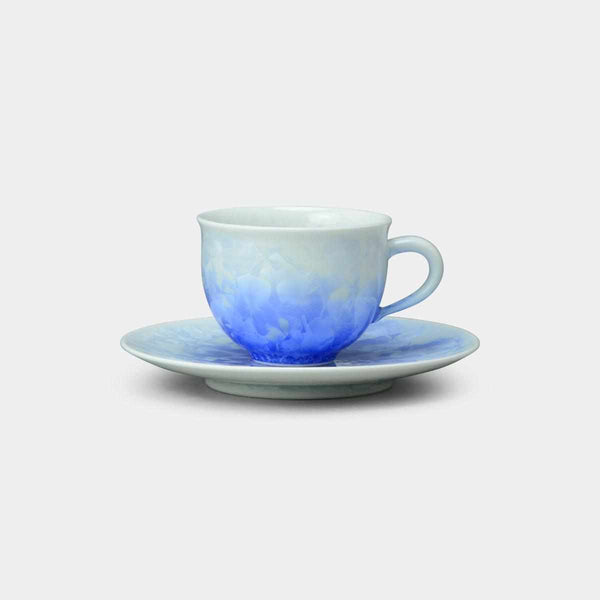 FLOWER CRYSTAL (BLUE ON WHITE) COFFEE CUP, Kyo Ware, Kiyomizu Ware
