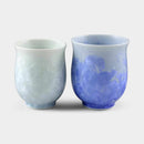 FLOWER CRYSTAL (BLUE & WHITE) YUNOMI (2 PIECE SET), Japanese Tea Cup, Kyo Ware, Kiyomizu Ware