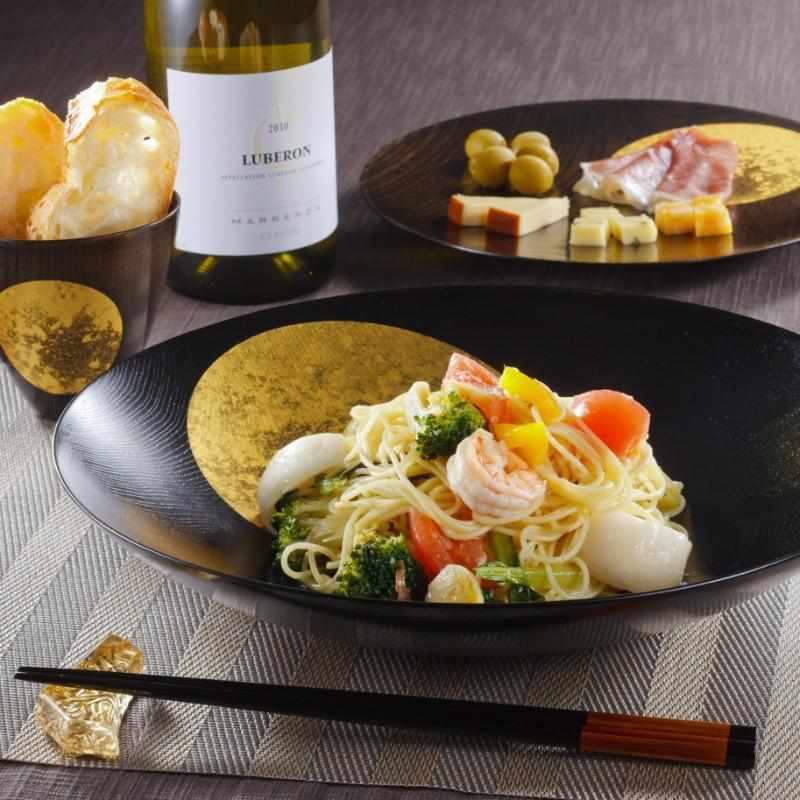 OBOROTSUKI PLATE 180 (LACQUER), Small Dish, Kanazawa Gold Leaf