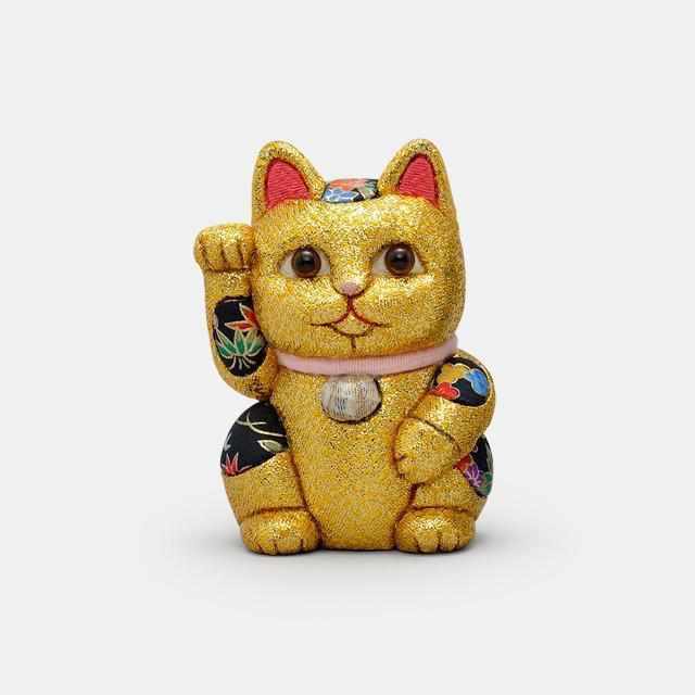 MANEKI NEKO, FENG SHUI (GOLD) FORTUNE, Beckoning Lucky Cat, Edo Art Dolls