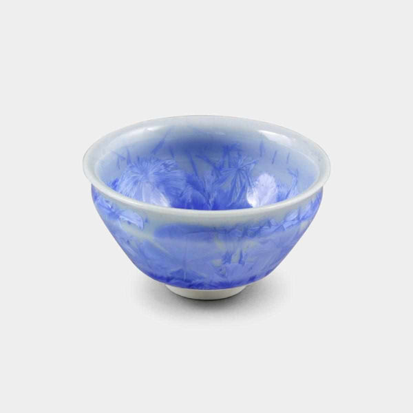 FLOWER CRYSTAL (BLUE) GUINOMI, Sake Cup, Kyo Ware, Kiyomizu Ware