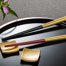 COUPLE CHOPSTICKS / CHOPSTICK REST SET SHIZUKU (GOLD), Kanazawa Gold Leaf