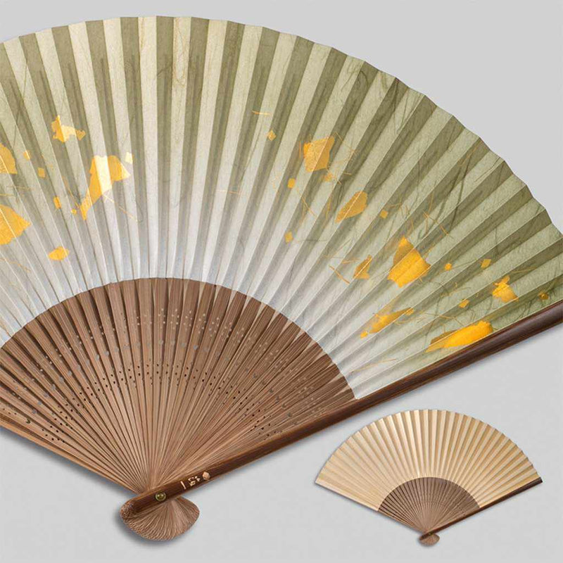FOLDING FAN CHIRASHIMI KINPU KINPU (UNISEX), Hand Fan, Kanazawa Gold Leaf
