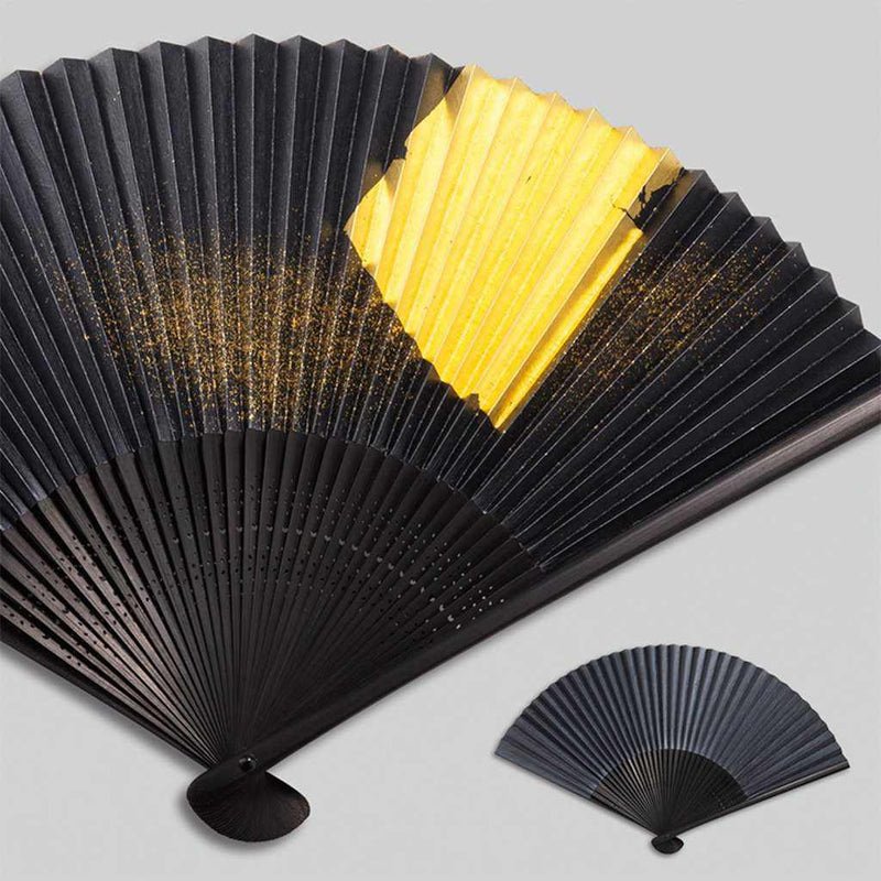 FOLDING FAN FOIL TSUKIYO TSUKIYO (UNISEX), Hand Fan, Kanazawa Gold Leaf