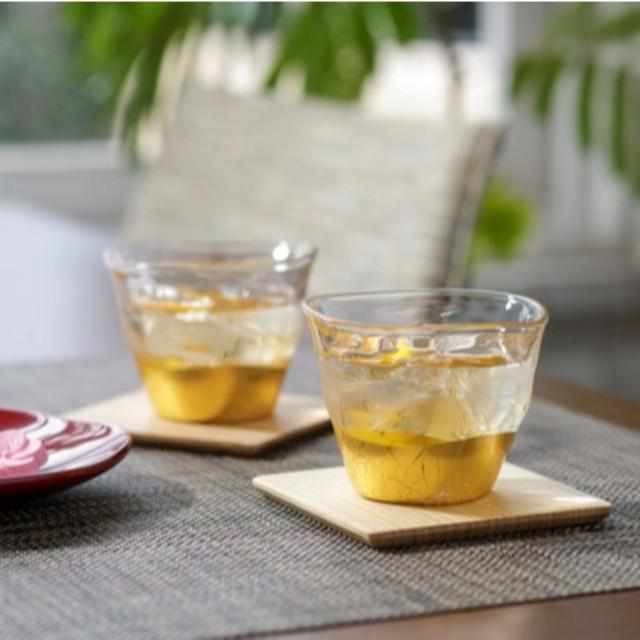 PENETRATION COLD TEA GLASS & COASTER (2 PIECES), Kanazawa Gold Leaf