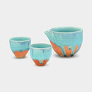HIBIKI AOSAI KATAKUCHI SAKE SET (3 PIECE SET), Kyoto Ware, Kiyomizu Ware
