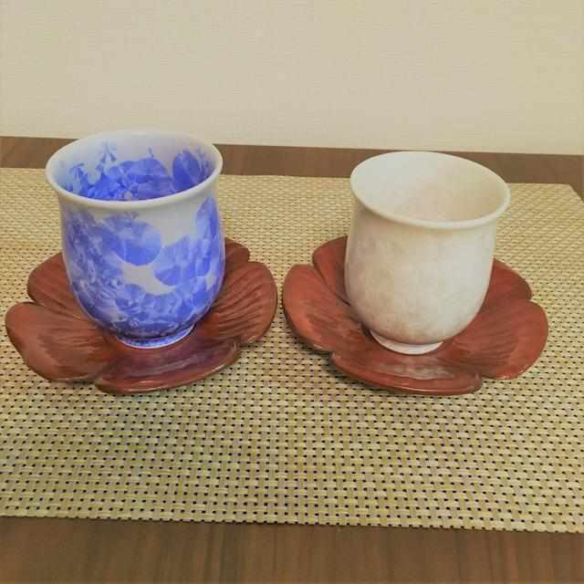 FLOWER CRYSTAL (BLUE & WHITE) YUNOMI (2 PIECE SET), Japanese Tea Cup, Kyo Ware, Kiyomizu Ware