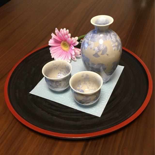 FLOWER CRYSTAL (GINFUJI) TOKKURI (3 PIECE SET), Sake Bottle Set, Kyo Ware, Kiyomizu Ware