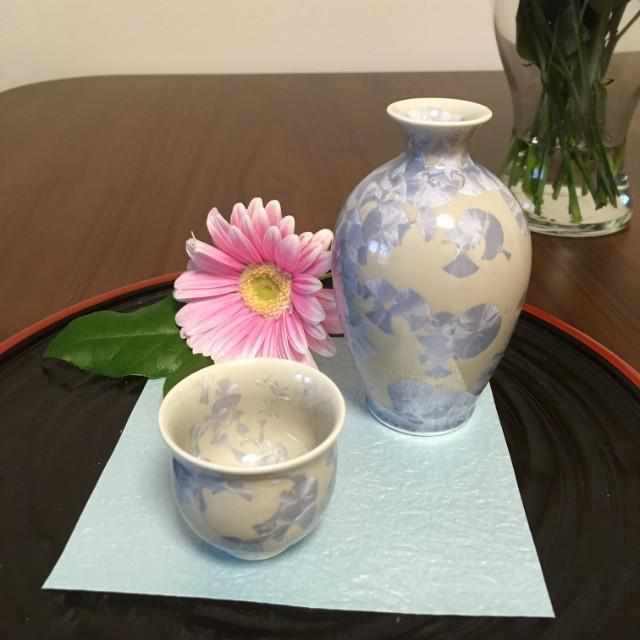 FLOWER CRYSTAL (GINFUJI) SAKE BOTTLE, Kyo Ware, Kiyomizu Ware
