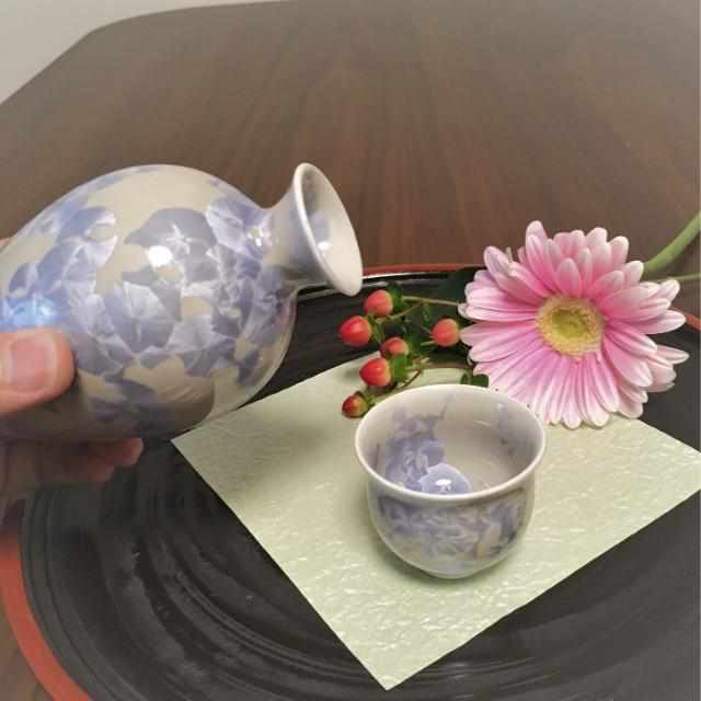 FLOWER CRYSTAL (GINFUJI) SAKE BOTTLE, Kyo Ware, Kiyomizu Ware