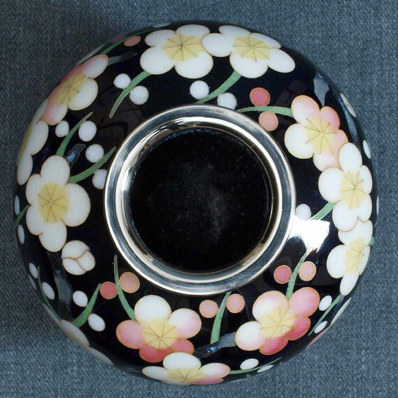 WIRED 3 BALL-SHAPED BLACK TRANSPARENT PLUM, Vase, Owari Cloisonne
