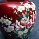 WIRED 3 BALL-SHAPED RED TORU FOUR GENTLEMEN, Vase, Owari Cloisonne