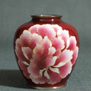 WIRED 3 BALL-SHAPED RED TRANSPARENT PEONY, Vase, Owari Cloisonne