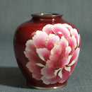 WIRED 3 BALL-SHAPED RED TRANSPARENT PEONY, Vase, Owari Cloisonne