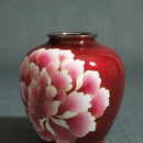 WIRED 3 BALL-SHAPED RED TRANSPARENT PEONY, Vase, Owari Cloisonne
