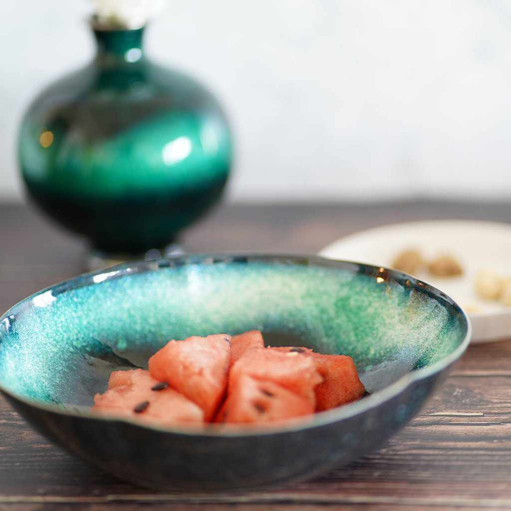 菓子器 水(緑) | 無線銀貼七宝【お皿】 ｜ARTISAN