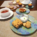 PLATE (CHERRY BLOSSOM) BLUE 5 PIECE SET, Large Plate, Platter, Nishijin Textile