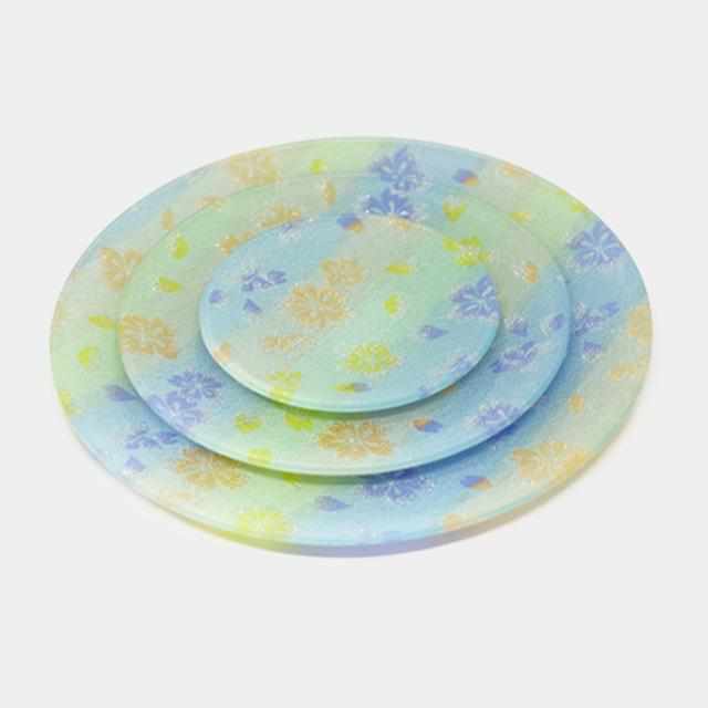 PLATE (CHERRY BLOSSOM) BLUE 5 PIECE SET, Large Plate, Platter, Nishijin Textile