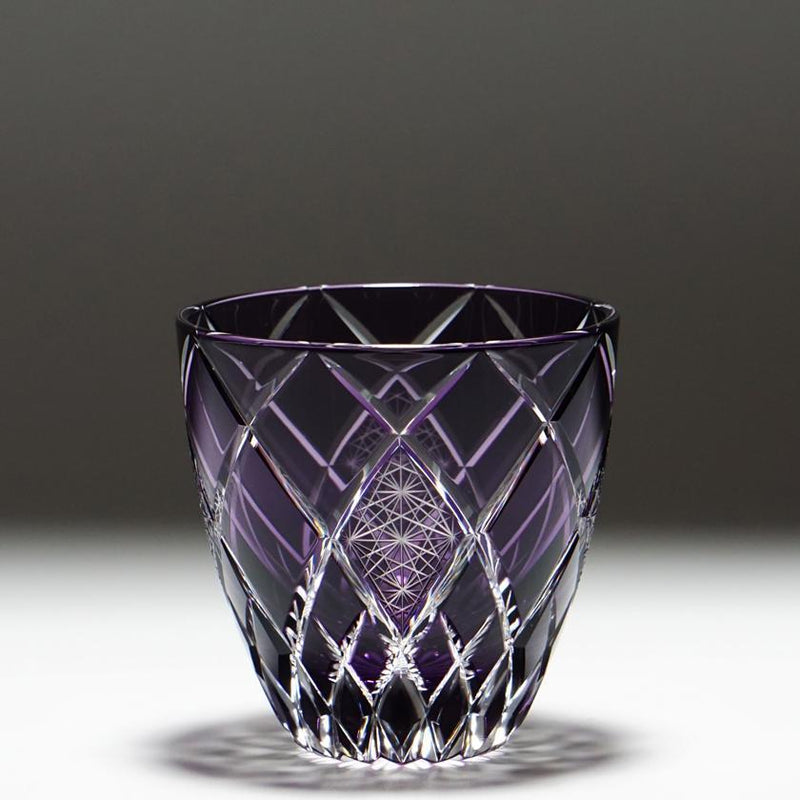 GUINOMI KIKU YARAI (PURPLE), Sake Glass, rinzen Kiriko