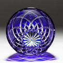 凛然 ぐいのみ 菊と矢来 -kiku yarai- (青)【切子】