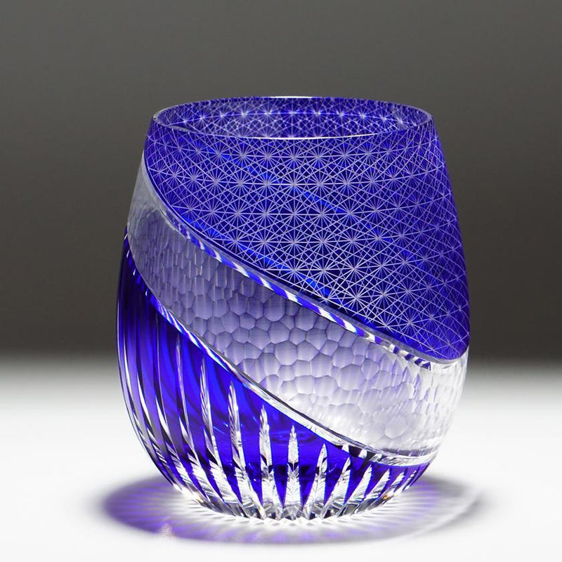 HAKUJA (BLUE), Glass, rinzen Kiriko
