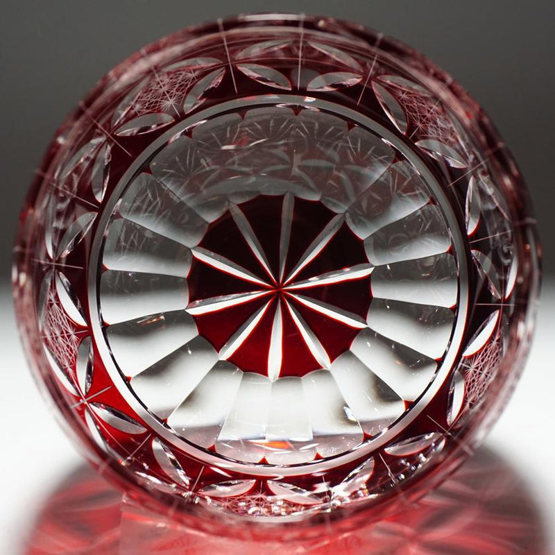 KIKU SHIPPO (RED), Glass, rinzen Kiriko