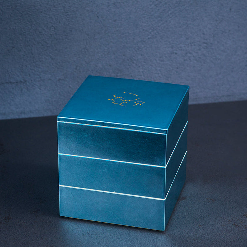 KAGA SHIKISAI WATER BLUE JUBAKO BENTO BOX | Kanazawa Gold Leaf | HAKUICHI