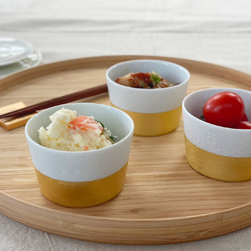 [Small Bowl] Fine Pattern CHECKERED Ceramic Bowl | Kanazawa Gold Leaf | HAKUICHI