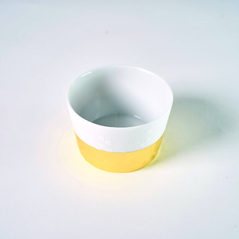 [Small Bowl] Fine Pattern CHECKERED Ceramic Bowl | Kanazawa Gold Leaf | HAKUICHI