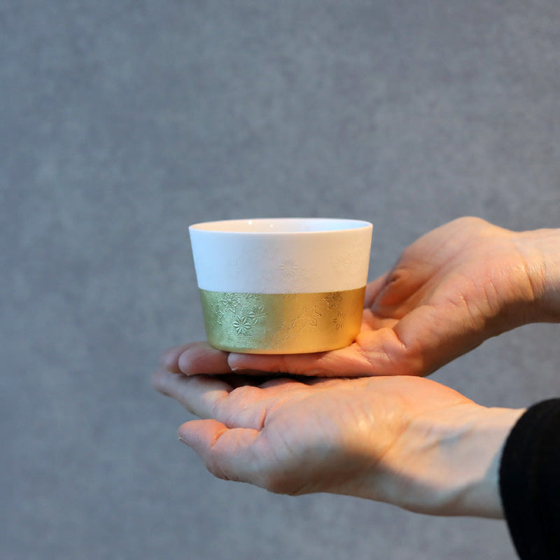 [Small Bowl] Fine Pattern ASANOHA Ceramic Bowl | Kanazawa Gold Leaf | HAKUICHI