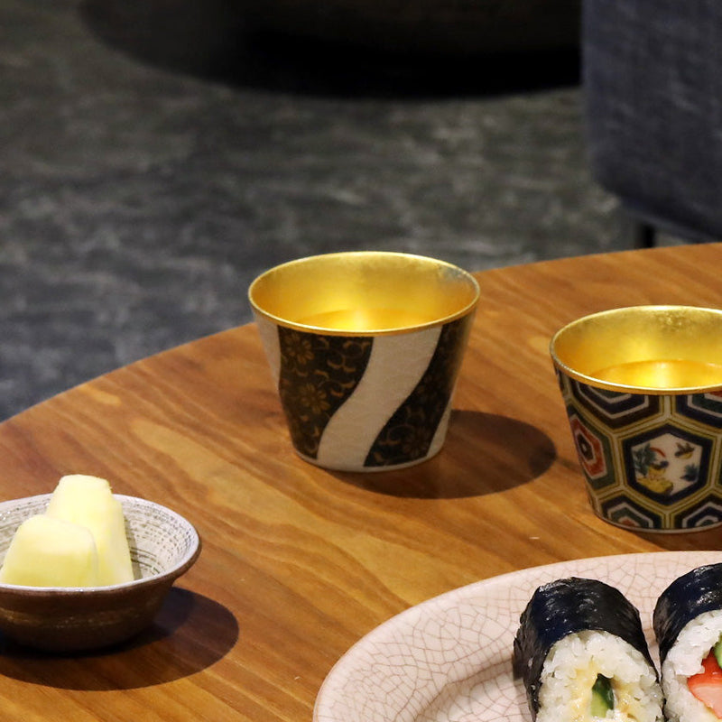 [Small Bowl] BLUE GRAIN Pattern 2.83inch Kutani Porcelain Bowl | Kanazawa Gold Leaf | HAKUICHI