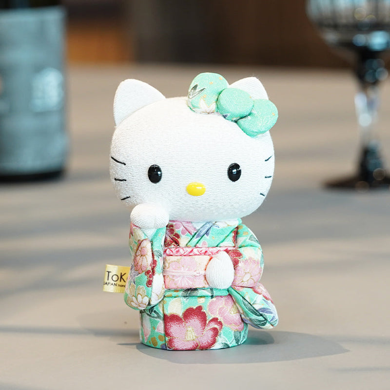 HELLO KITTY (GREEN), Beckoning Lucky Cat, Edo Art Dolls