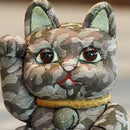 MANEKI NEKO CAMOUFLAGE (GREEN), Beckoning Lucky Cat, Edo Art Dolls